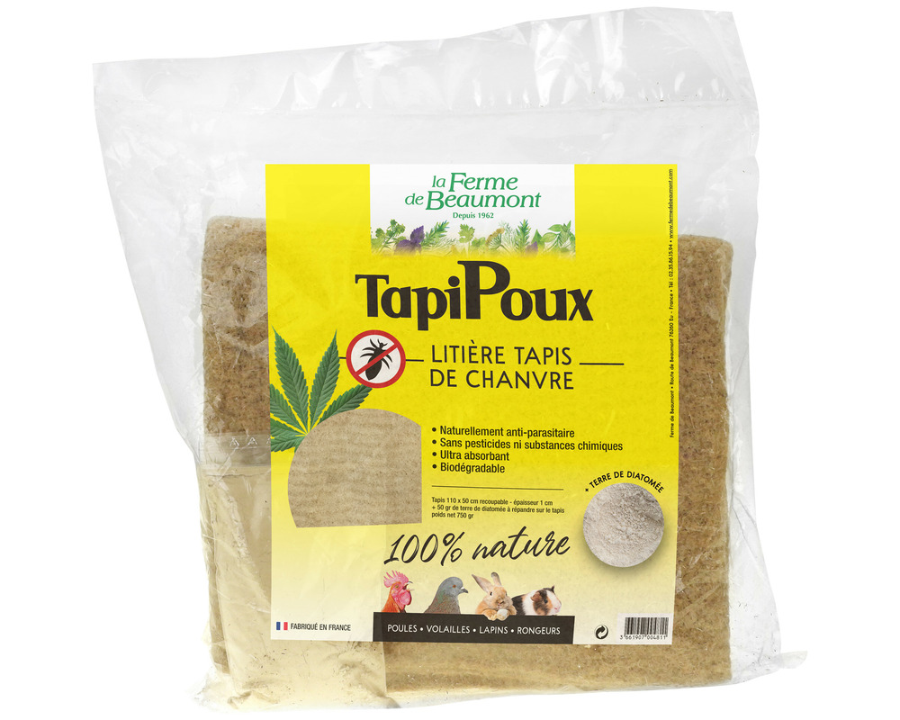 Tapipoux • litière tapis de chanvre naturellement antiparasitaire contre les poux • solution anti-poux poules