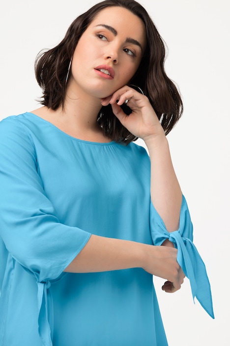 Bluse, Oversized, Saumschleife, Rundhals, 3/4-Arm