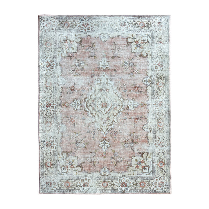 Vintage vloerkleed - Ember Medaillon Roze | OEKO-TEX & Wasbaar