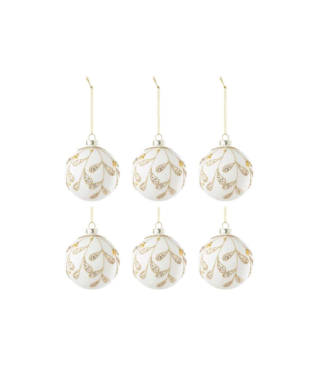 Paris Prix - Lot De 6 Boules De Noël gouttes 8cm Blanc & Or