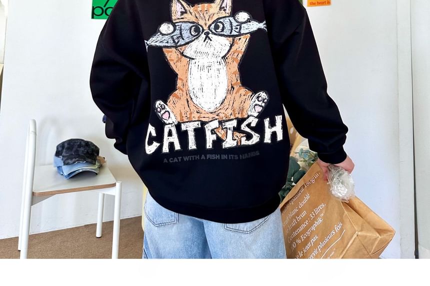 SeoulPop - Losse sweatshirt met kattenprint