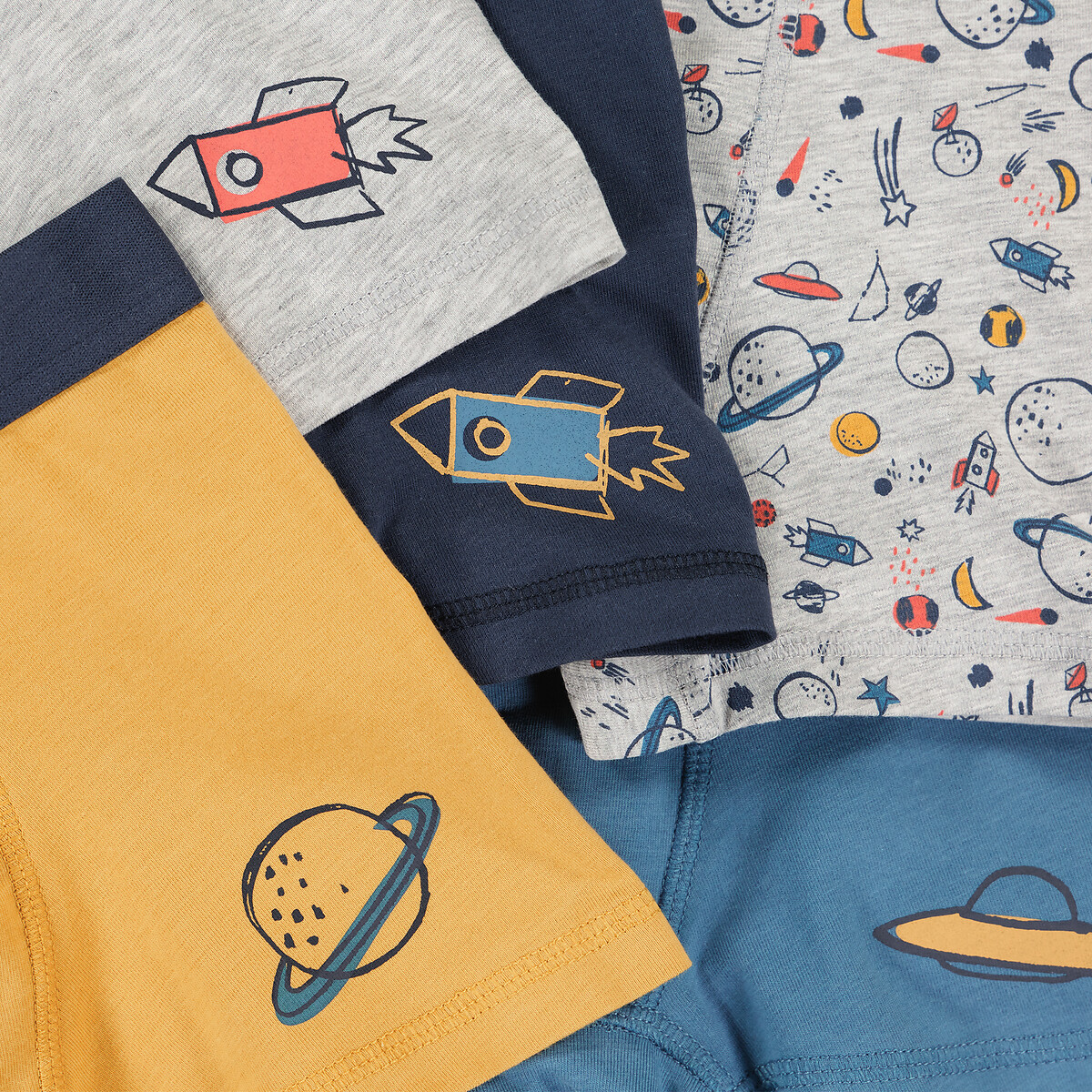 COLEÇÃO LA REDOUTE<br>Conjunto de 5 cuecas boxer com tema espacial