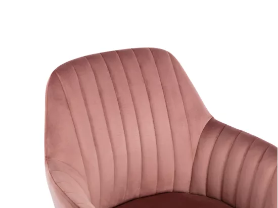 Chaise de bureau - Velours - Rose - Hauteur réglable - ELEANA