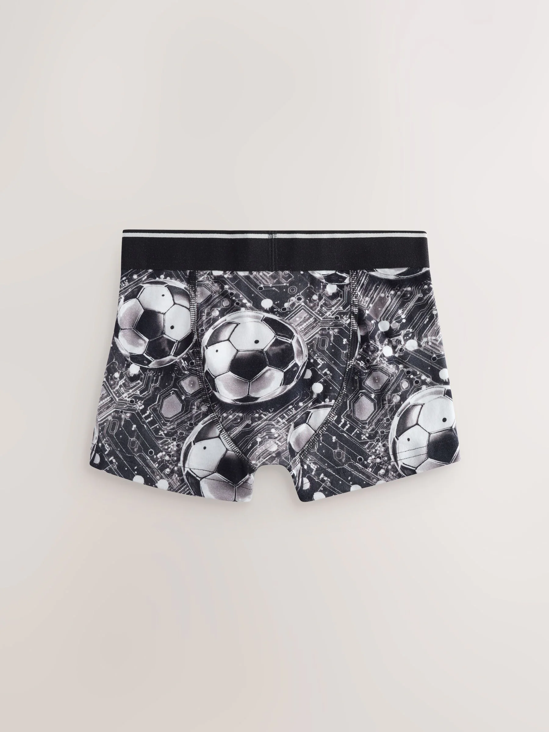 Blauw/zwart met voetbalprint - Verpakking van 5 trunks met motief (1,5-16jr)
