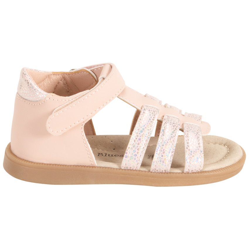 Sandales velcro à brides irisées fantaisie pour bébé fille - Rose