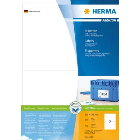 HERMA Etiketten Premium, weiß, 210 x 148mm, 400 Stück