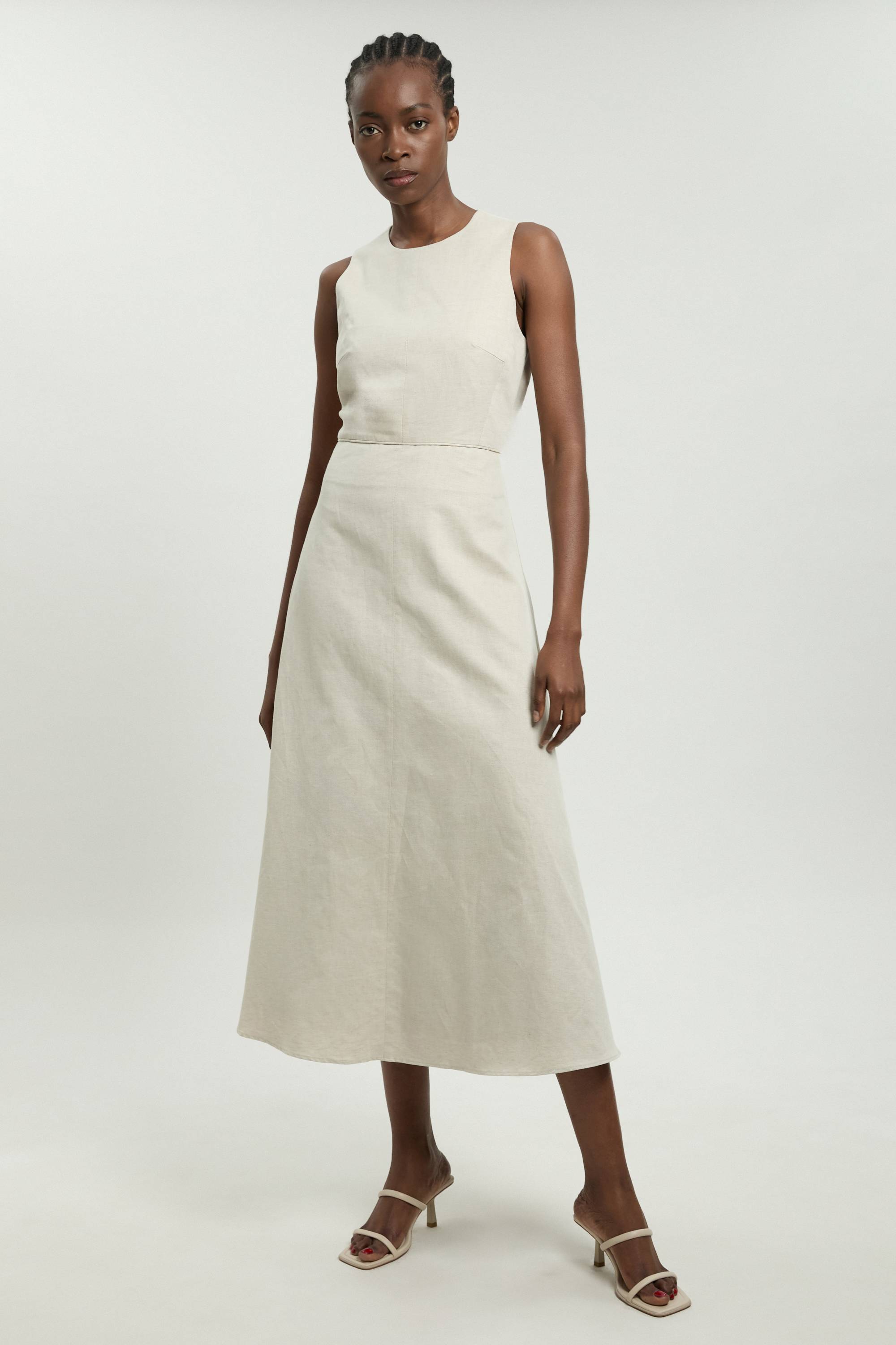 KarenMillen Robe Midi Ajustée En Lin Premium Petite Taille