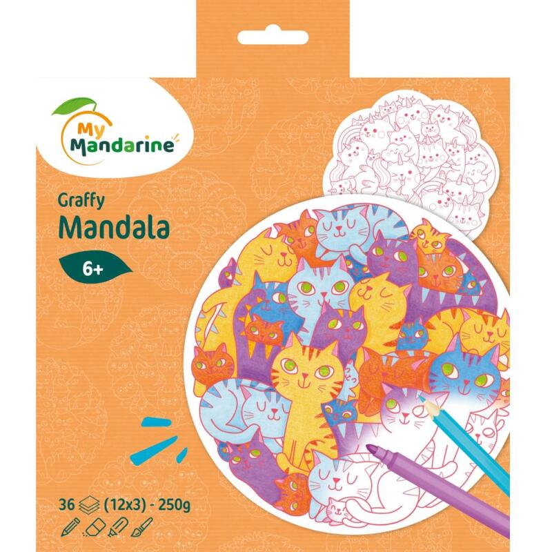 Graffy Mandala, Pêle Mêle Chats - Orange