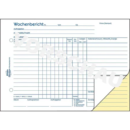 Avery Zweckform 1772 Wochenbericht, A5 quer, selbstdurchschreibend, 2x40 Blatt