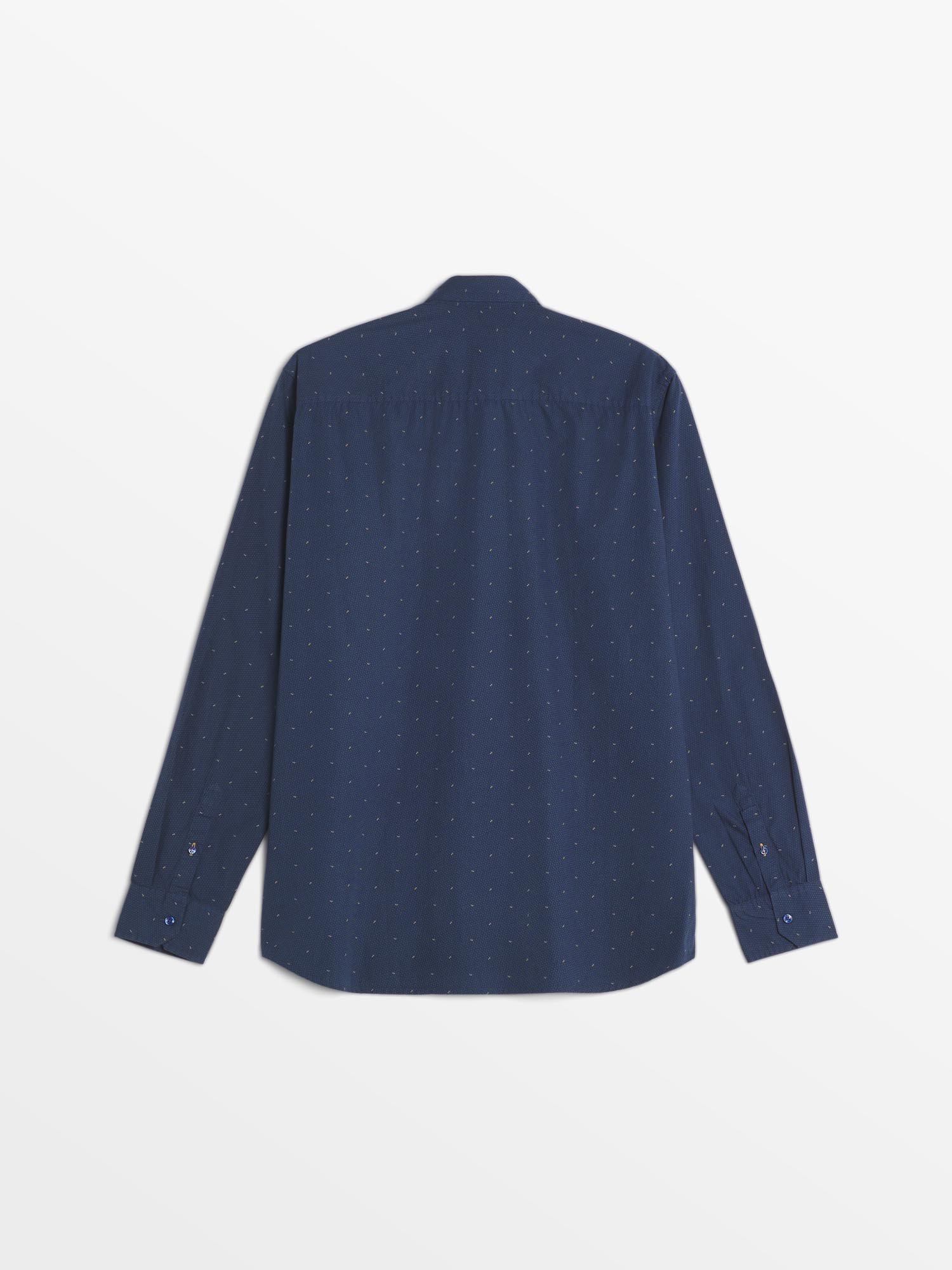 Chemise Homme Micro Motif Coton Marine