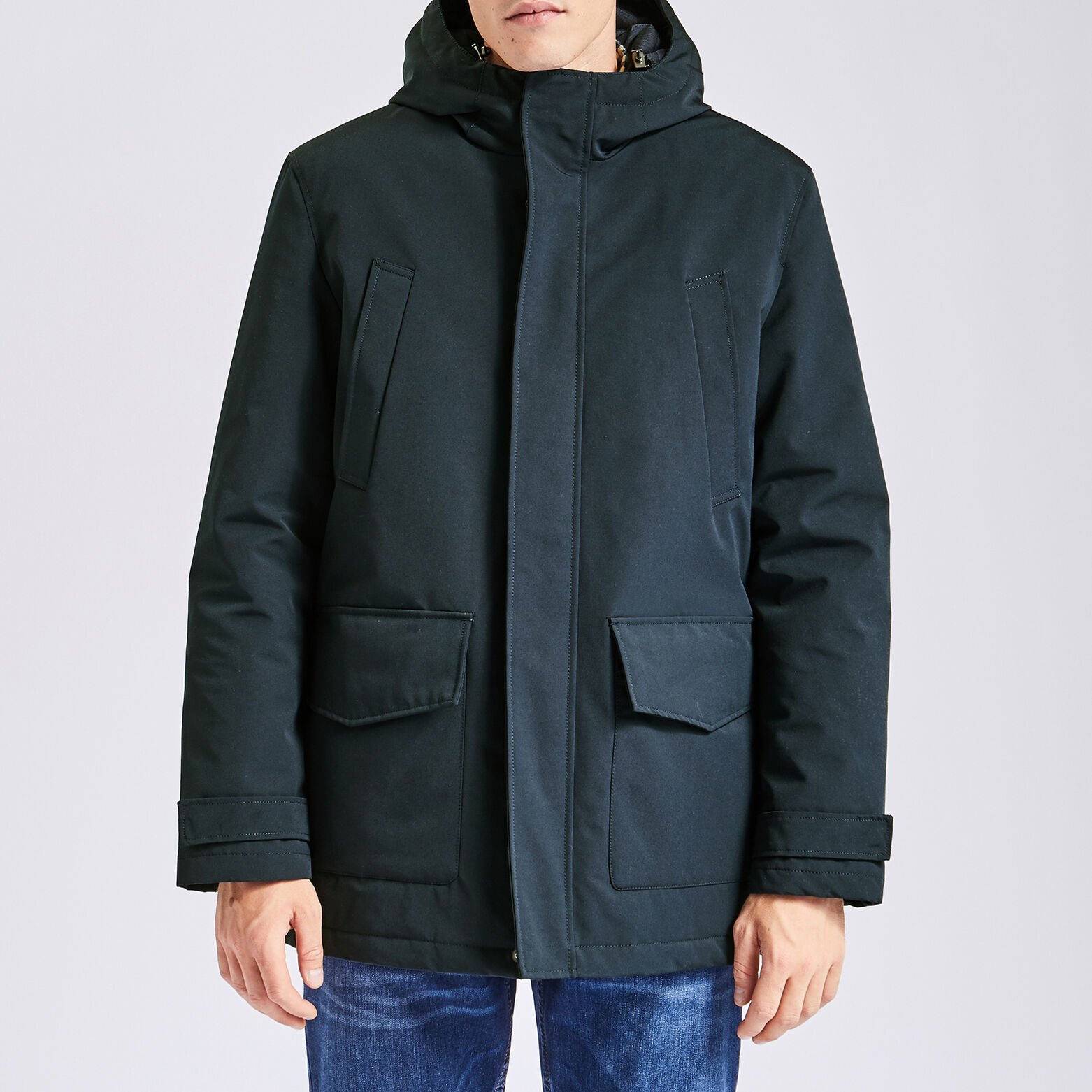 Parka courte à capuche Bleu foncé