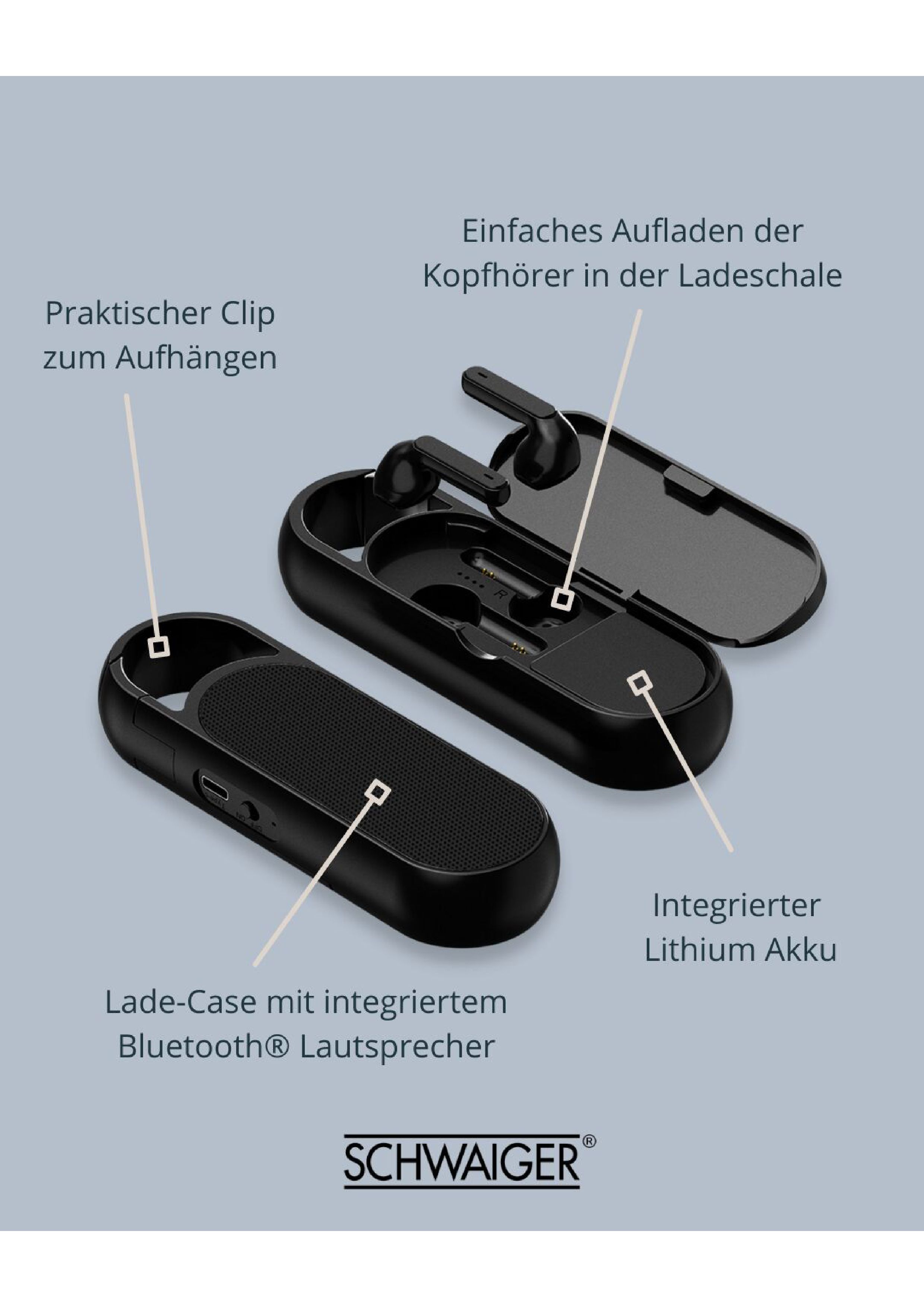 Schwaiger TWS Hoofdtelefoon met Bluetooth Luidspreker
