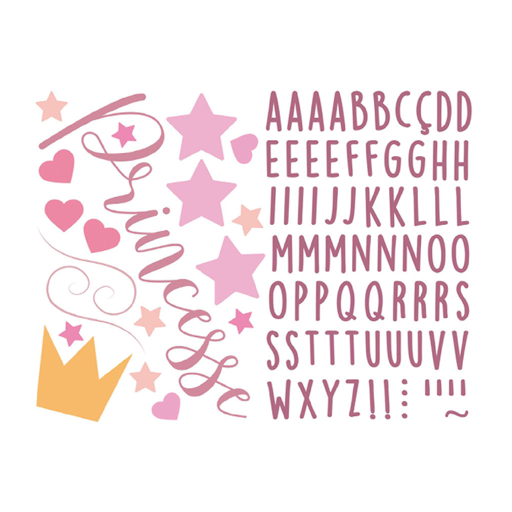 Sticker mural déco prénom princesse 30x40cm