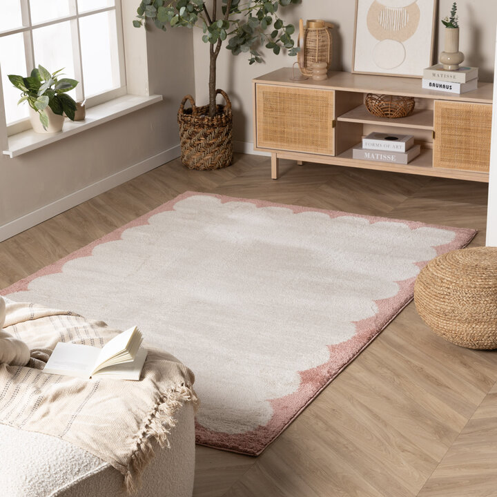 Wasbaar vloerkleed - Myrre Roze/Wit