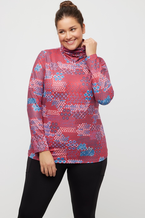 Skishirt, bedruckt, V-Ausschnitt, Langarm, Loop