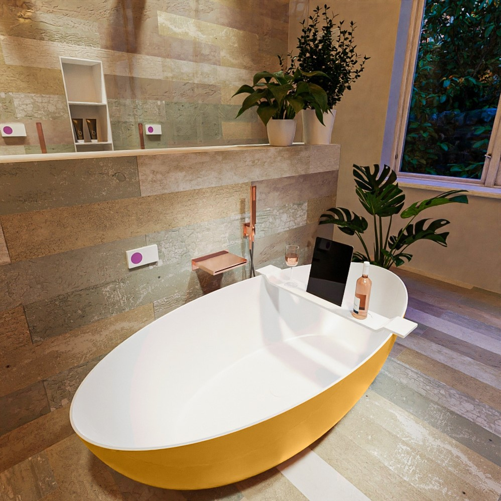 Mondiaz Float vrijstaand bad 170x80cm kleur ocher/talc