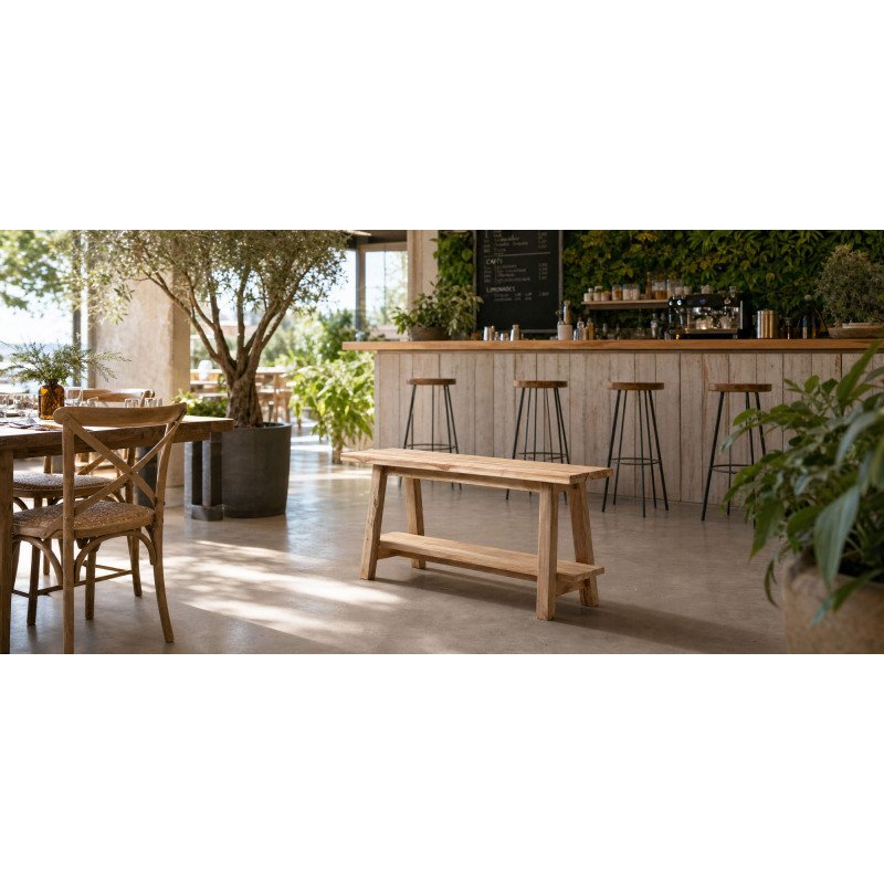 Banc Safara bois massif de tek recyclé 100 cm