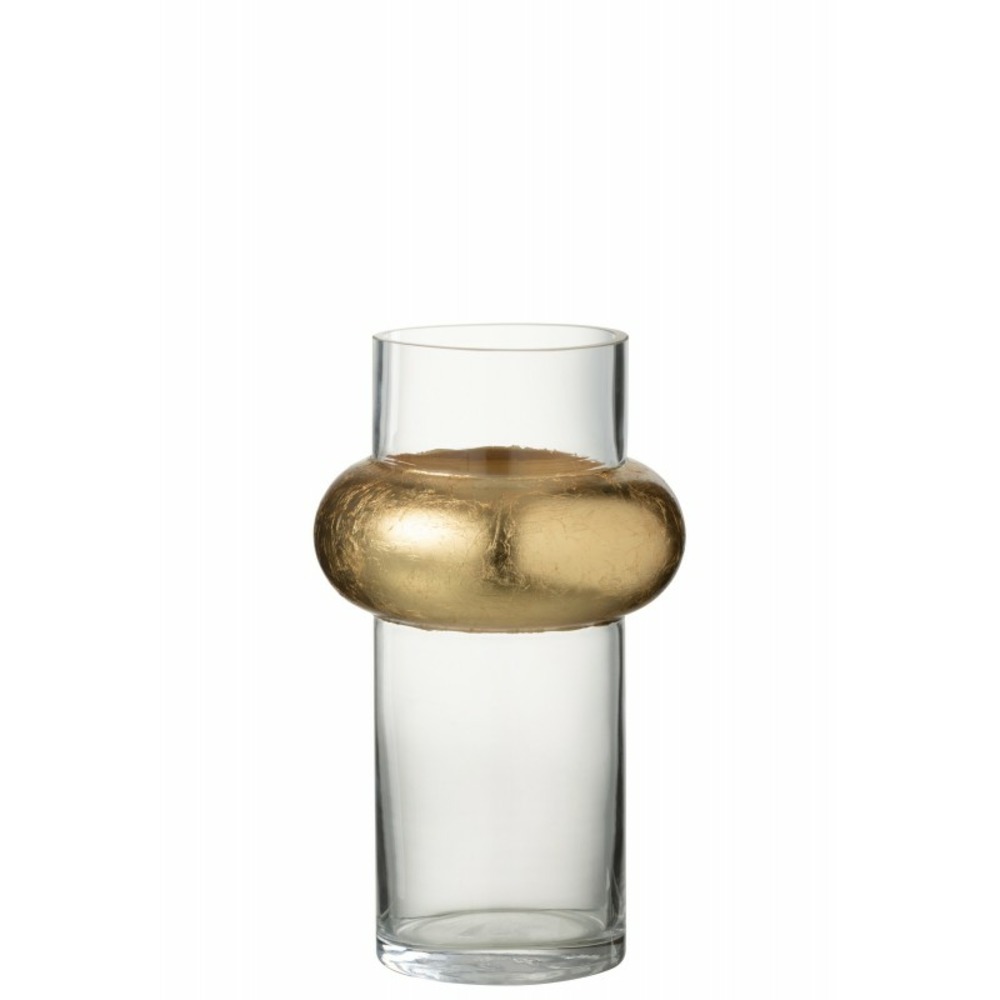 Vase cylindrique avec bague en verre transparent 15x15x25 cm