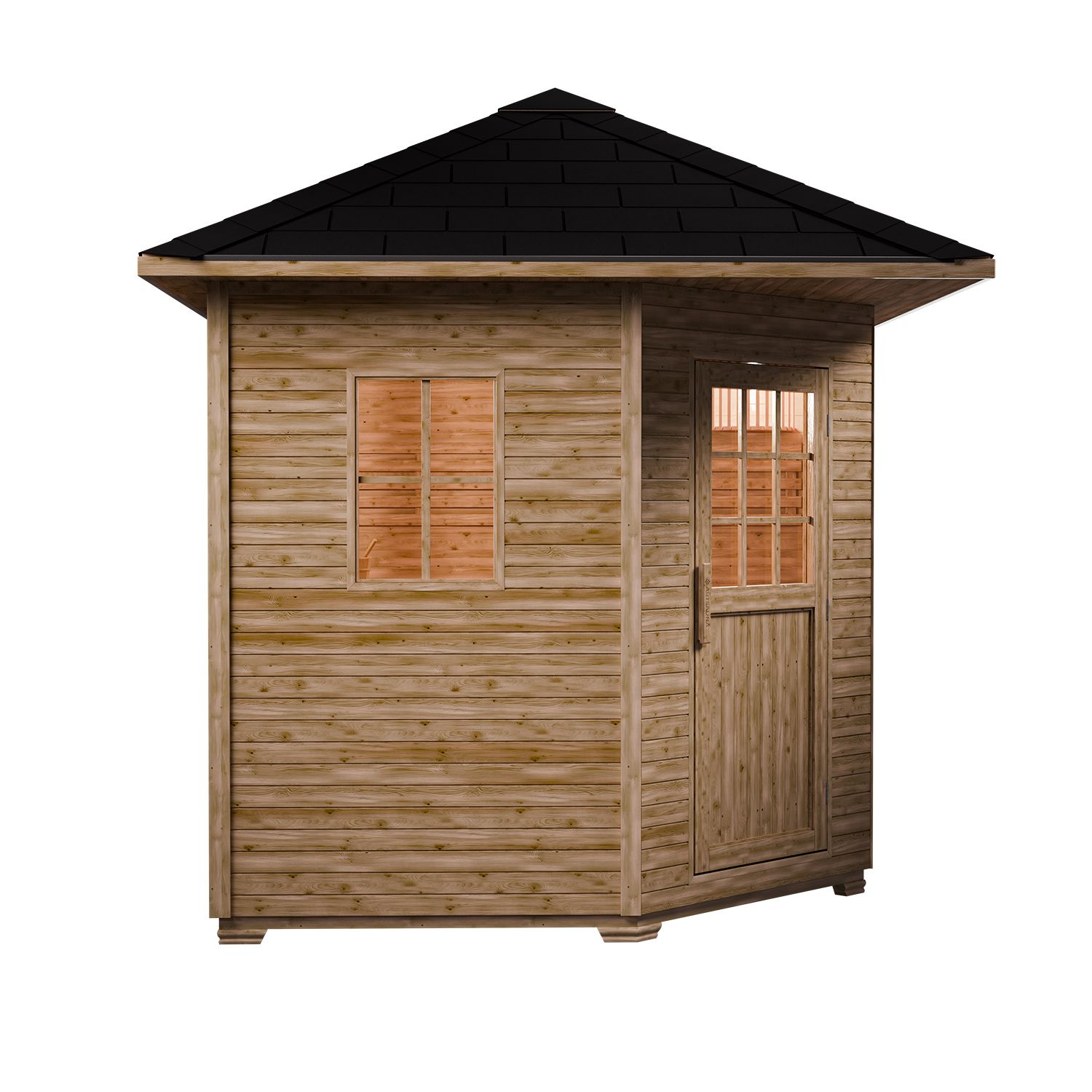 Artsauna Gartensauna Eldur mit Ofen, Licht & Zubehör – Holz Saunahaus für 4 Personen – Outdoor Sauna