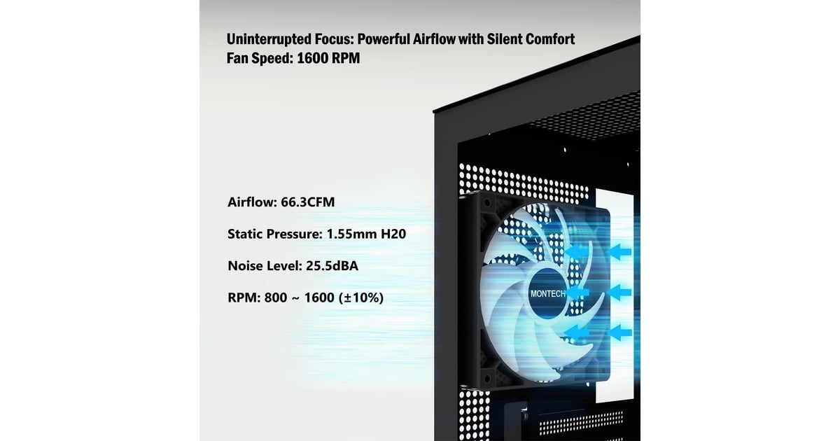 MontechGF120 ARGB PWM 3 in 1 Pack case fans  (Zwart, 3 stuks, 120 x 120 x 25 mm)