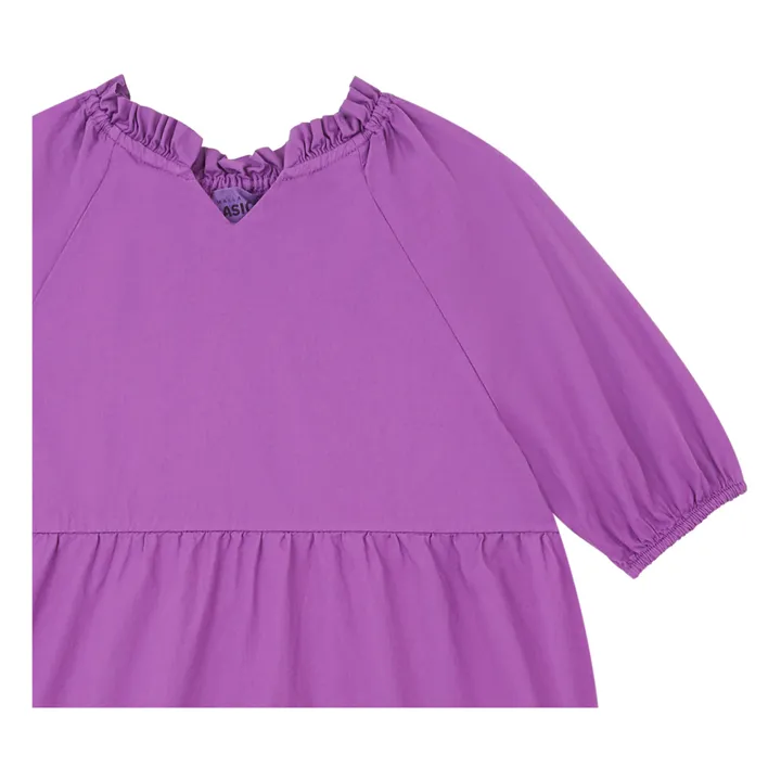 SMALLABLE BASICS Robe Fille en Popeline Organique Manches 3/4 | Violet