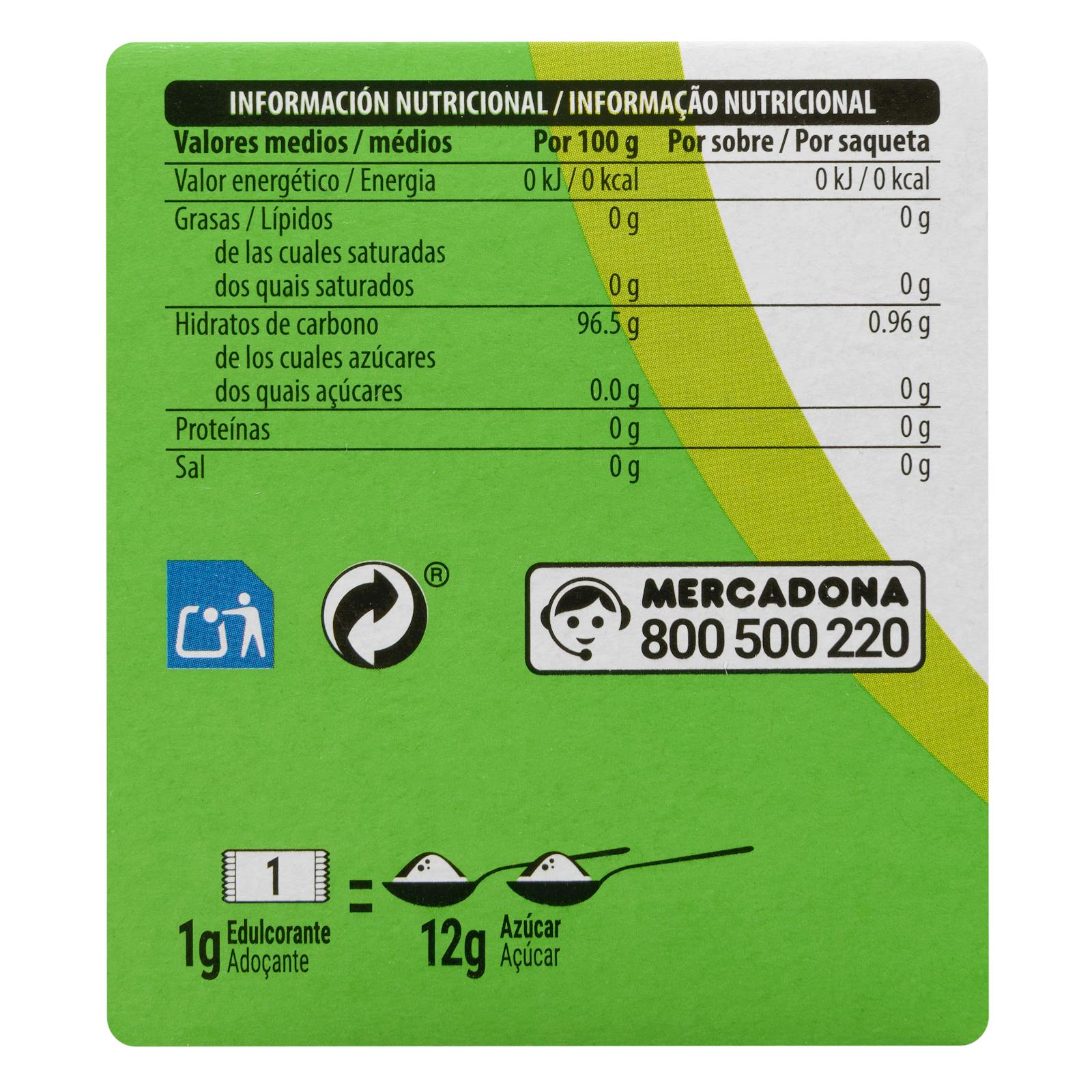 Édulcorant Hacendado Stevia en sachets