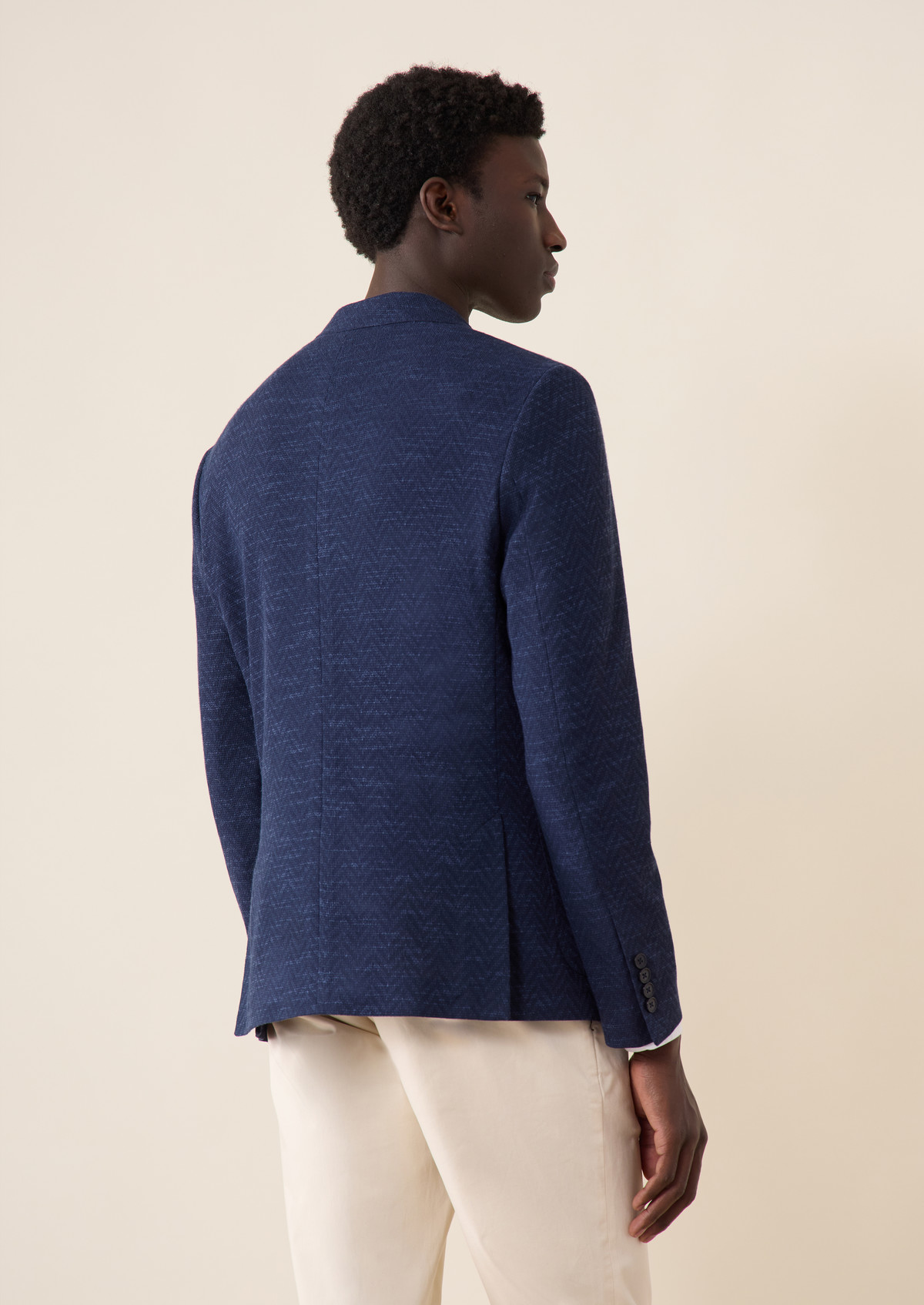 Veste casual Regular en jersey bleu marine à motif fantaisie