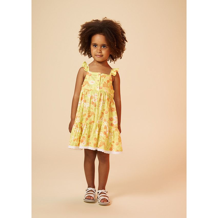 Robe à bretelles imprimé fleurs pour bébé fille - Blanc