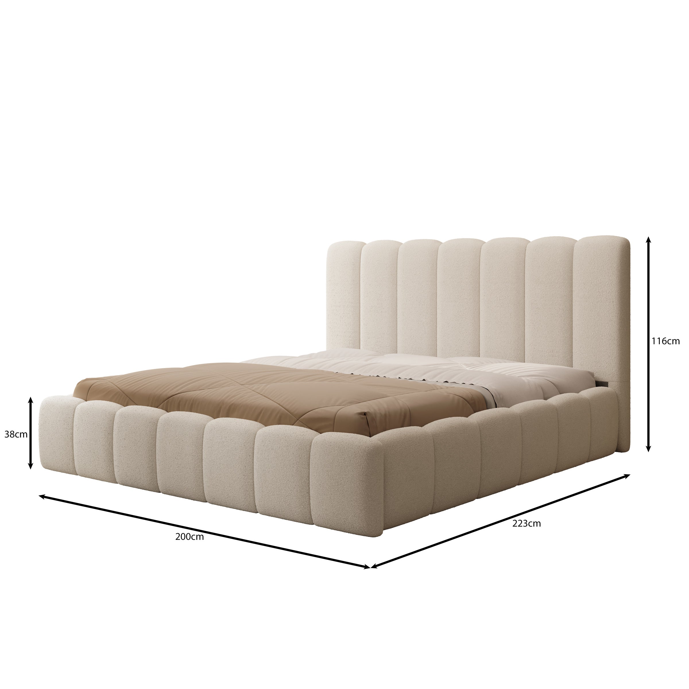 Vesna - Tweepersoonsbed - Teddystof beige - 180x200 cm