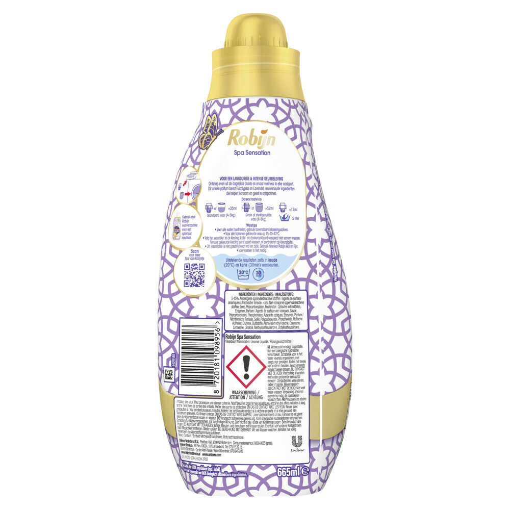 8x Robijn Klein & Krachtig Wasmiddel Spa Sensation 19 Wasbeurten665 ml