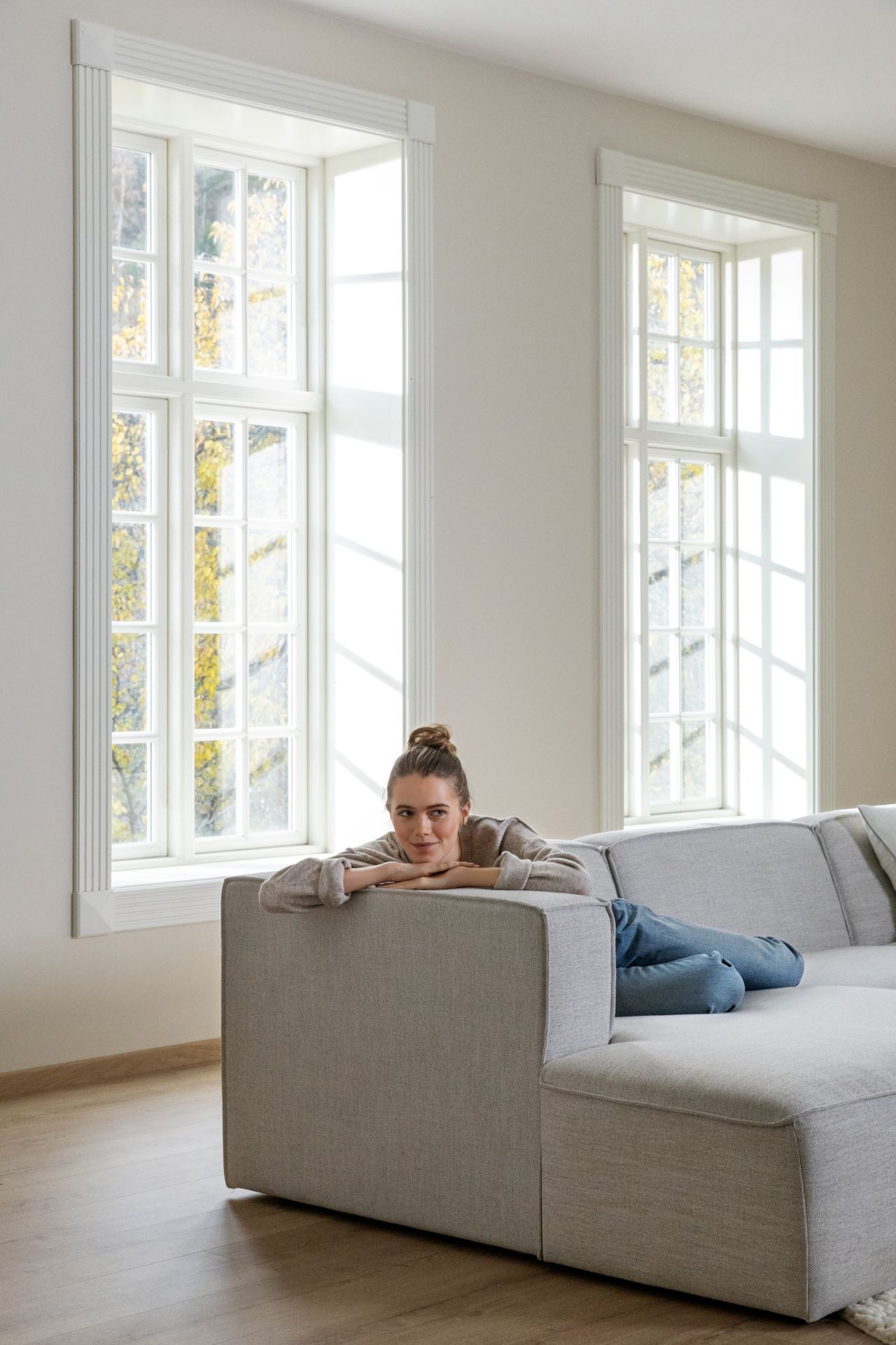 Modulsofa sjeselong venstre natur - 114x154x73 cm