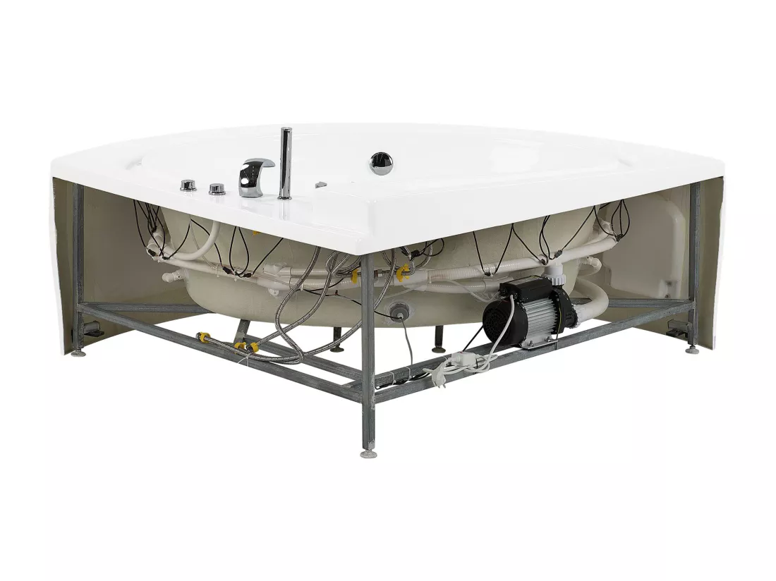 Baignoire d'angle blanche 206 x 165 cm avec LED PELICAN