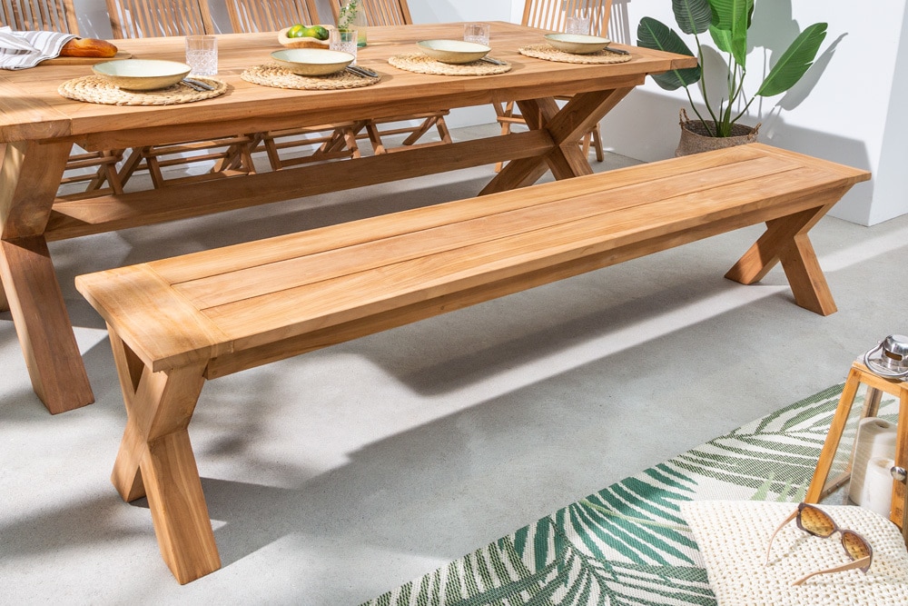riess-ambiente Gartenbank EMPIRE TEAK - 220cm Sitzbank Teakholz wetterfest