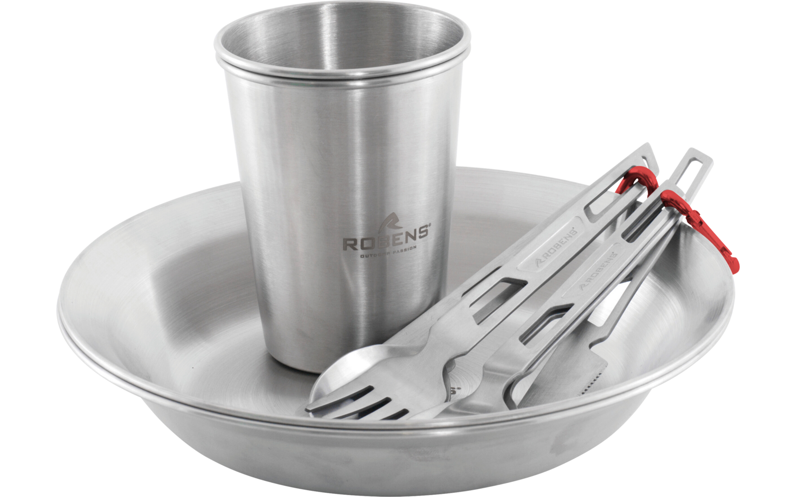 Robens Sierra Steel Meal Set Geschirr-Set 10 teilig mit Tellern / Bechern / Besteck