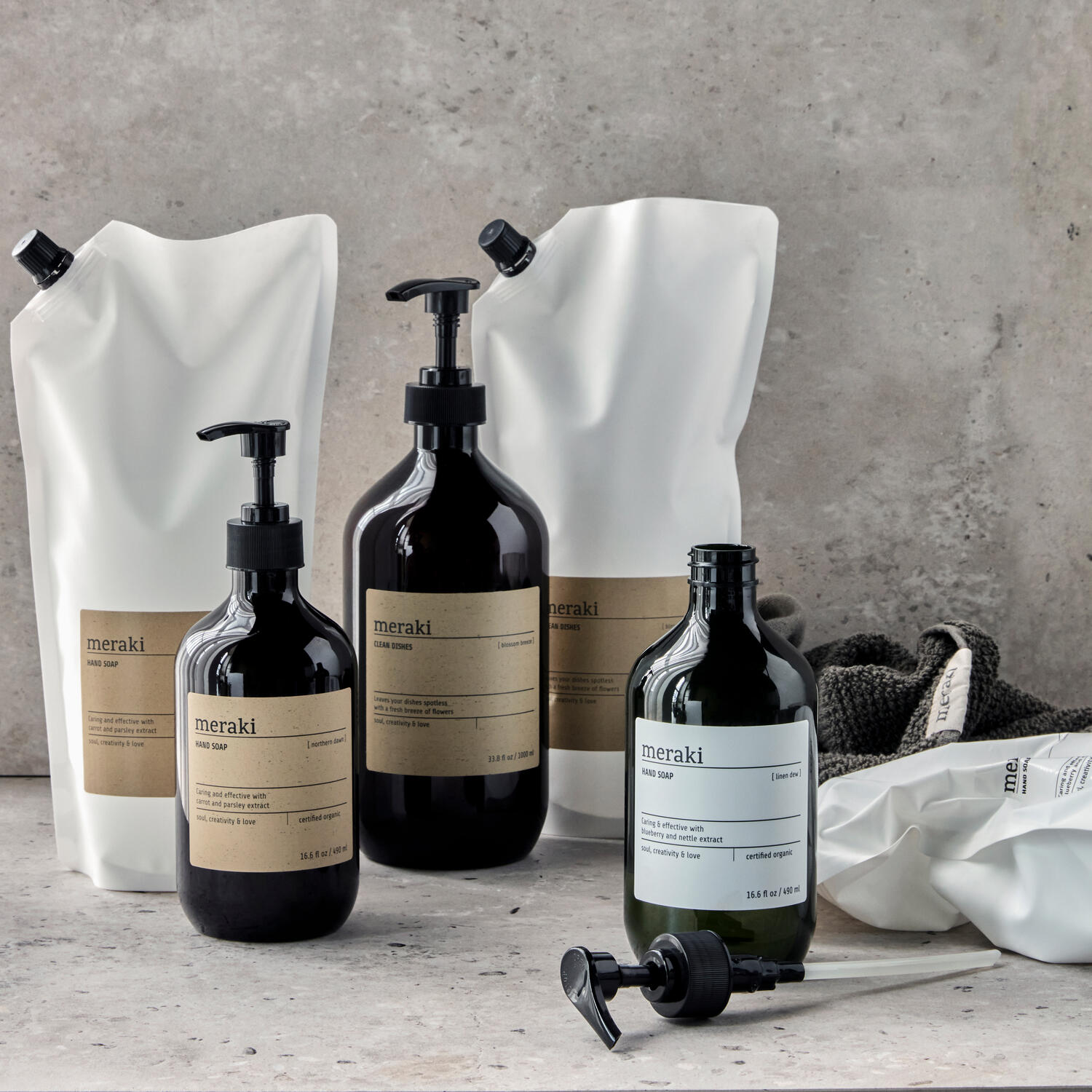Meraki  Exfoliating håndsæbe, 490 ml - Northern dawn