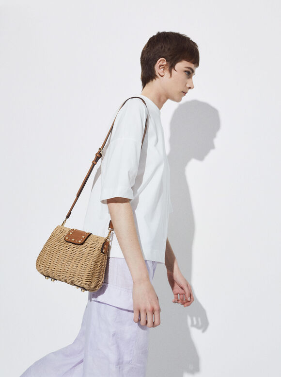 Bolso Bandolera De Paja - Camelo