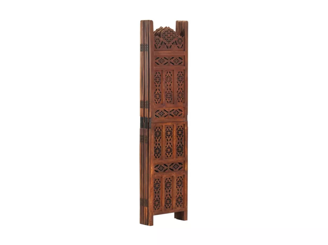 Cloison de séparation 5 panneaux Marron 200x165cm Bois manguier