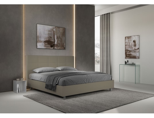 ITYHOME - Lit coffre mika 180x200 similicuir cappuccino