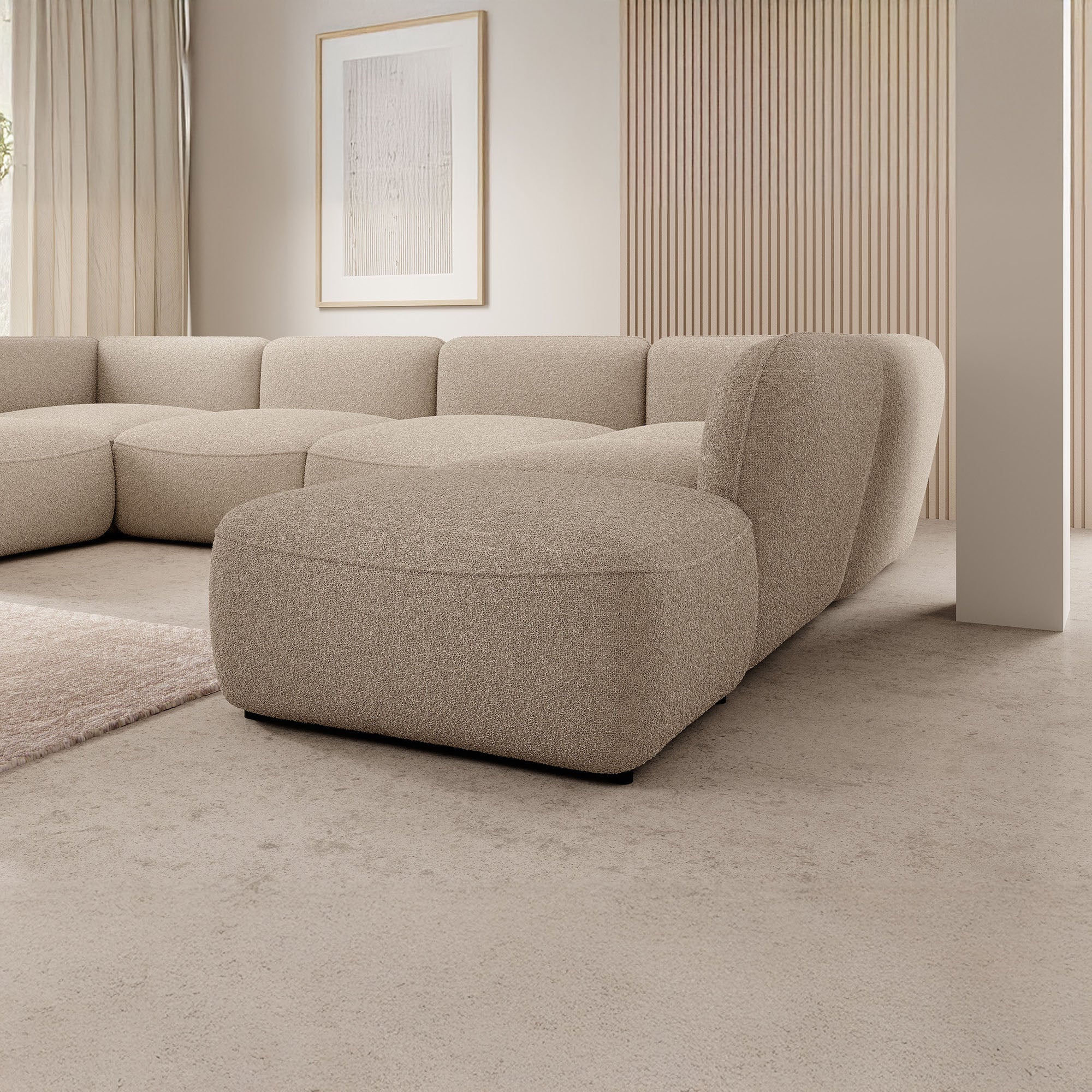 Caesar - Hoekbank 5-zits met chaise longue - Teddystof taupe - Rechts