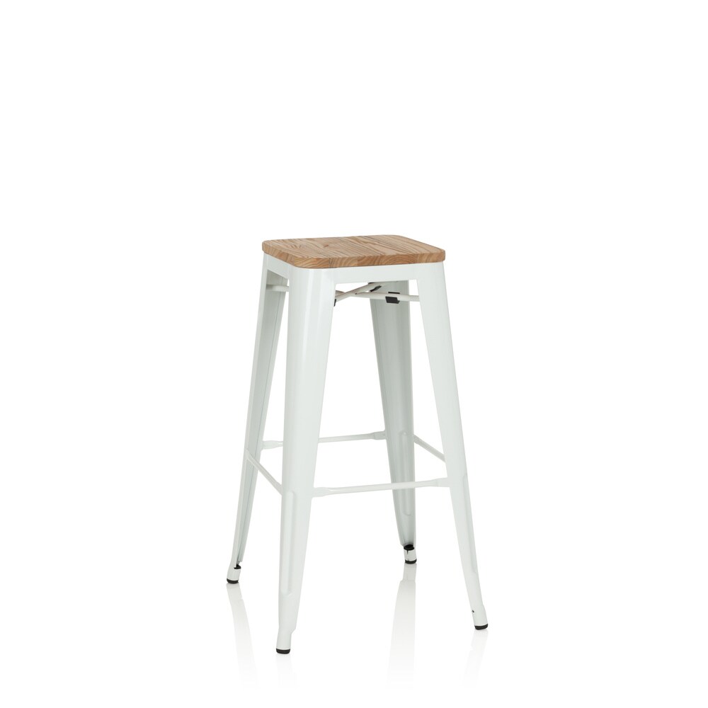 Barhocker VANTAGGIO HIGH W Stahl / Ulmenholz ohne Armlehnen hjh OFFICE