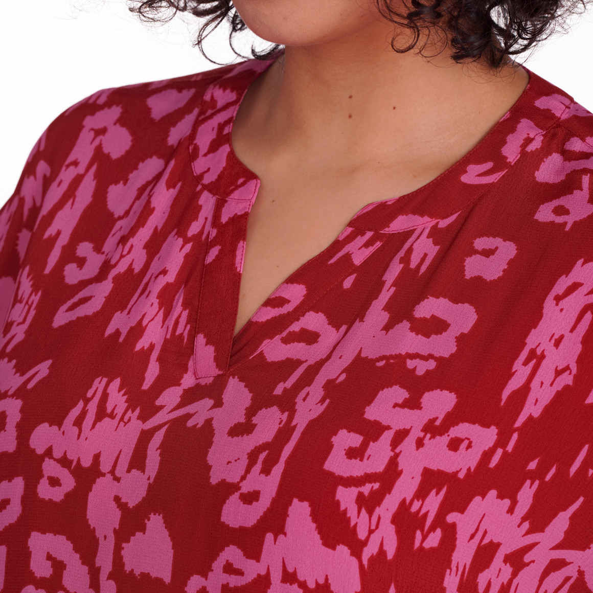 Gina Benott Damen Bluse mit Allover-Print pink / rot