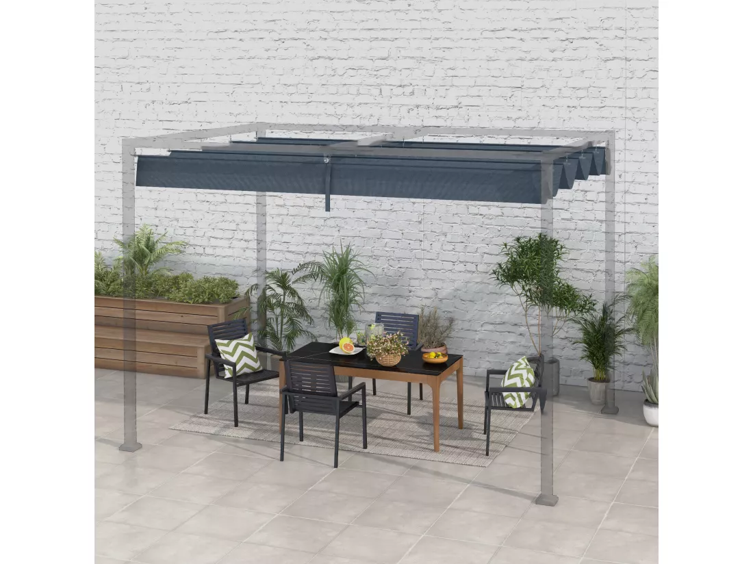 Toile de rechange pour pergola rétractable 3 x 2,15 m polyester haute densité 180 g/m² anti-UV30+ gris