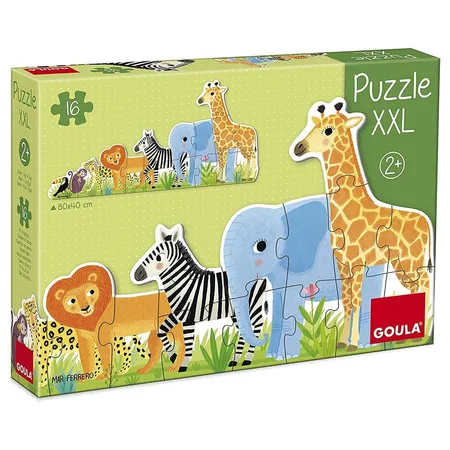 Jumbo Spiele GOULA XXL-Puzzle Dschungel, von klein bis groß, 16 Teile