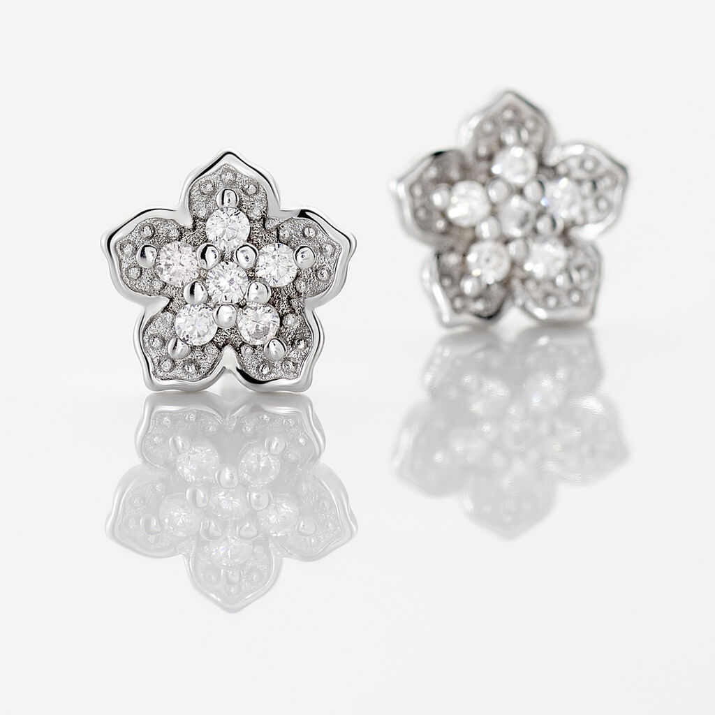 Boucles D'oreilles Puces Anne-charlotte Argent  Oxyde De Zirconium