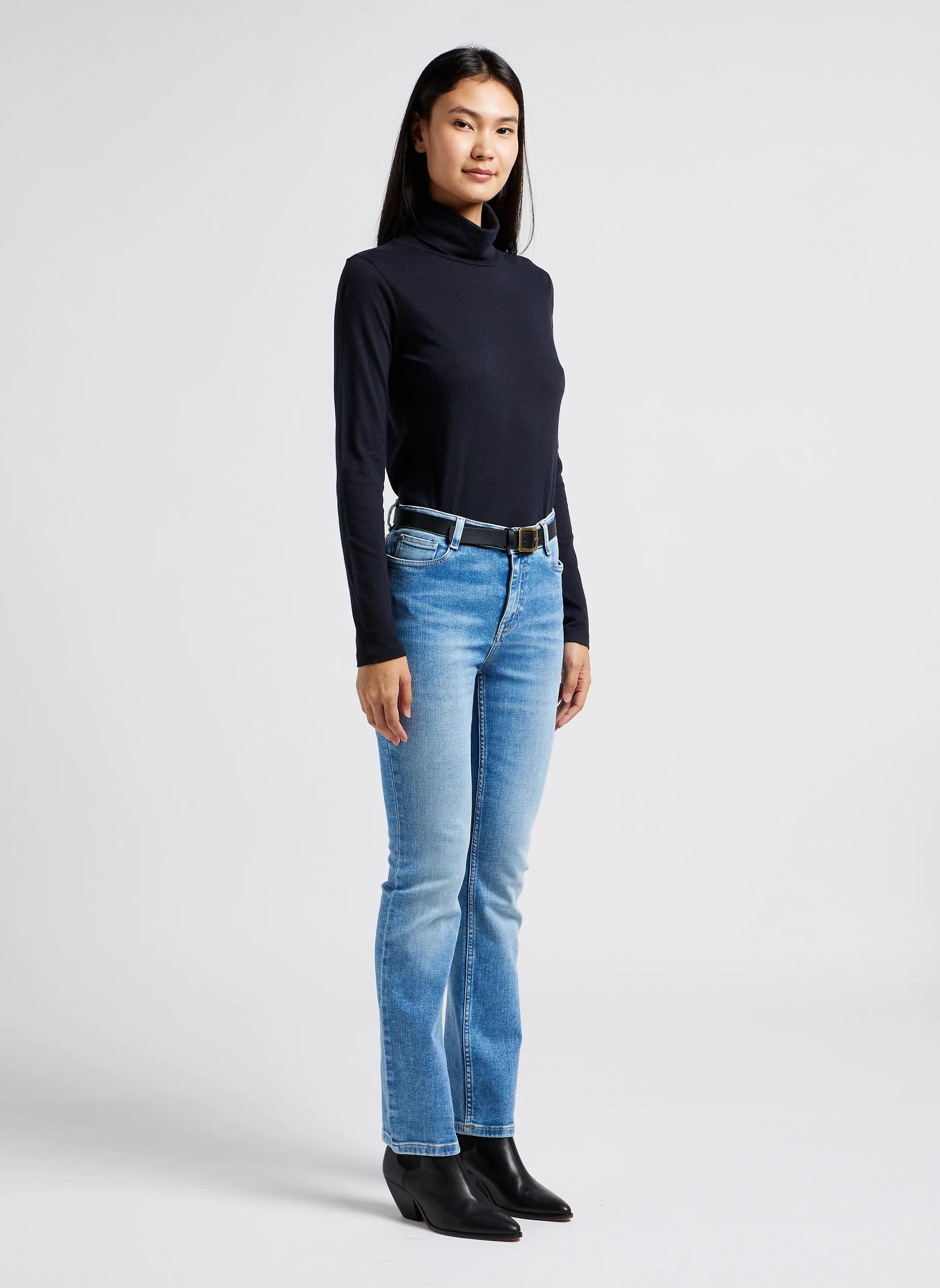 SONIA - Jean slim délavé en coton mélangé | Bleu