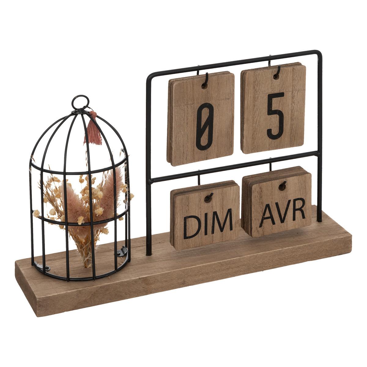 CALENDRIER METAL BOIS LUMIERE D HIVER