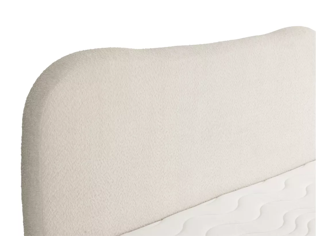 Ensemble complet boxspring tête de lit + sommier + matelas + surmatelas - 180 x 200 cm - Tissu bouclette - Beige - TRAVINO de YSMÉE