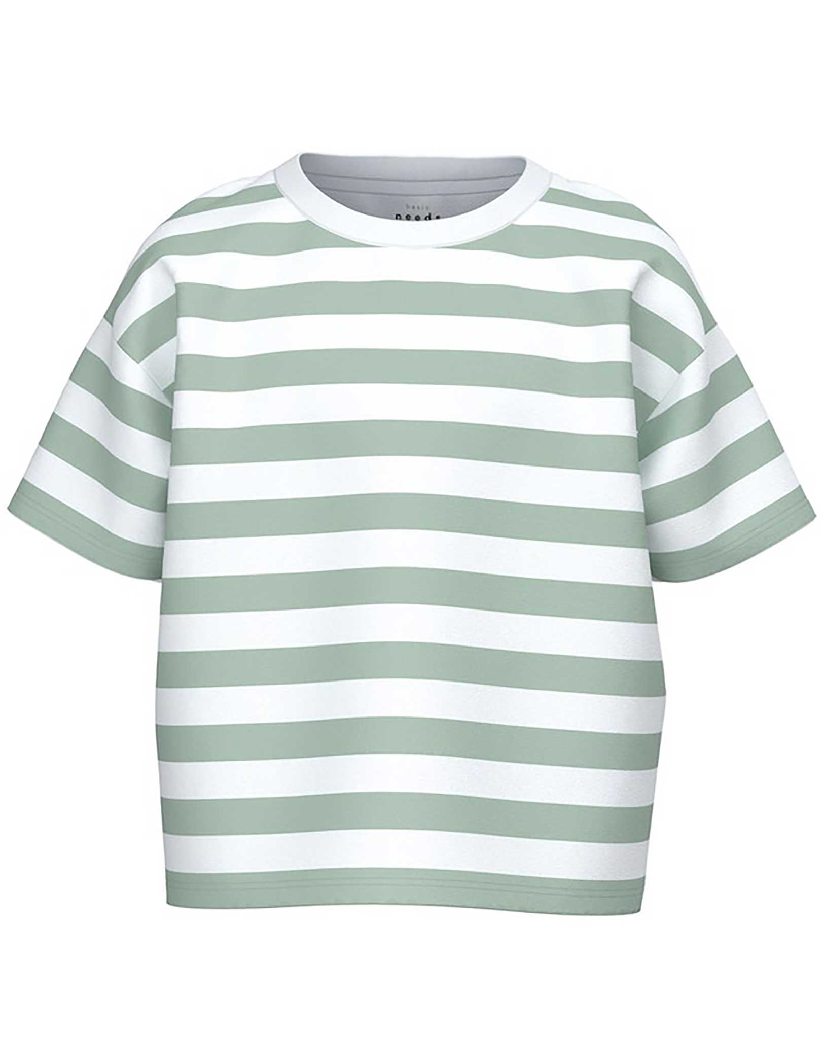 T-Shirt NKFVITANNI BOXY STRIPES in silt green