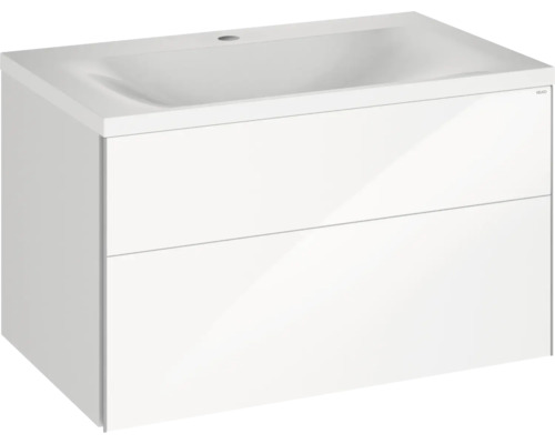 KEUCO Royal Reflex badkamermeubelset, BxHxD 80 x 48 x 49 cm, hoogglans witte fronten, 2-delige badkamermeubelset met mineraalgegoten wastafel, 39603210100