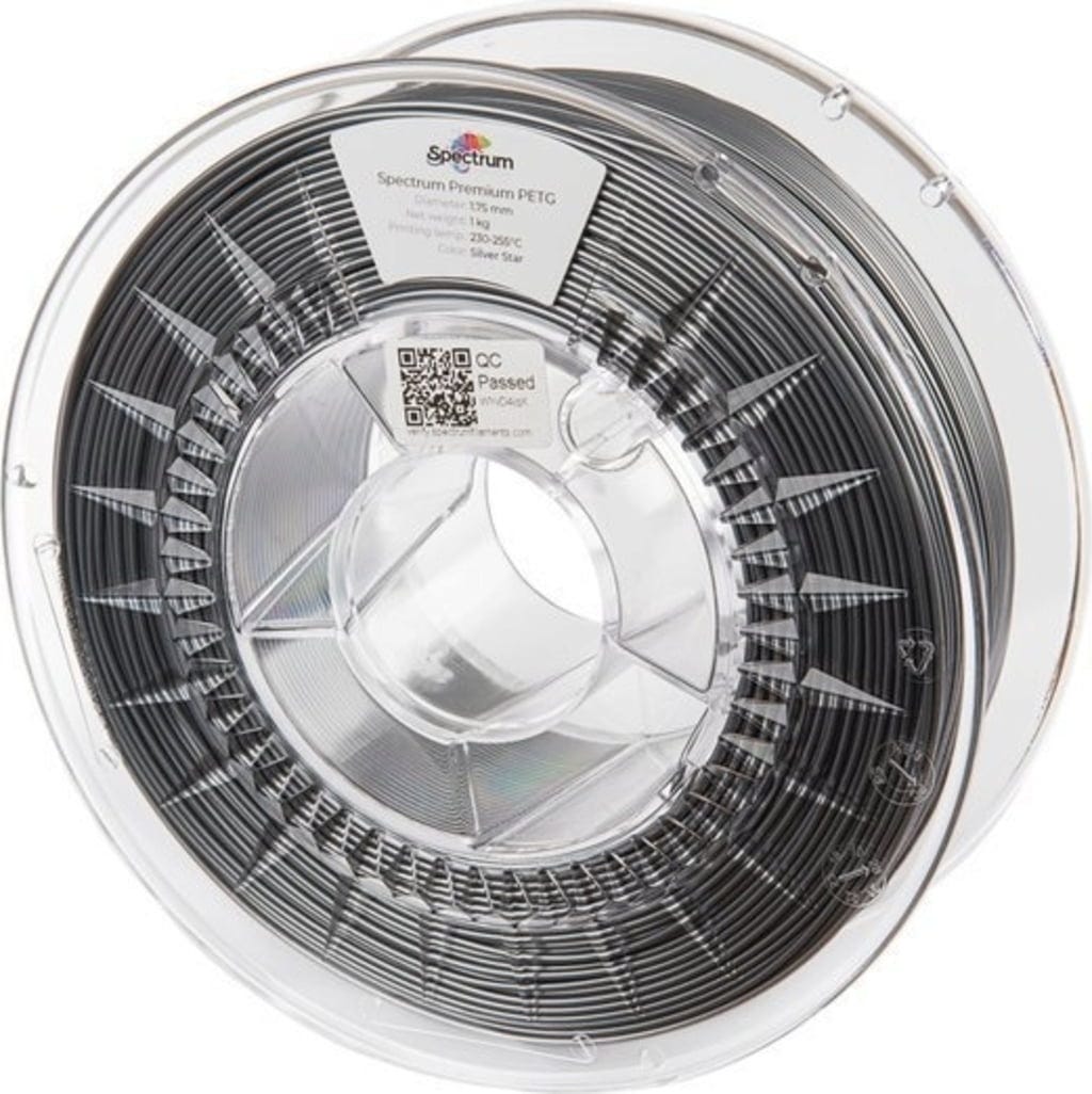 Spectrum  PETG Premium Silver Star, 1,75 mm / 1000 g    Vielfältiges Filament mit hoher Transparenz & Temperaturbeständigkeit